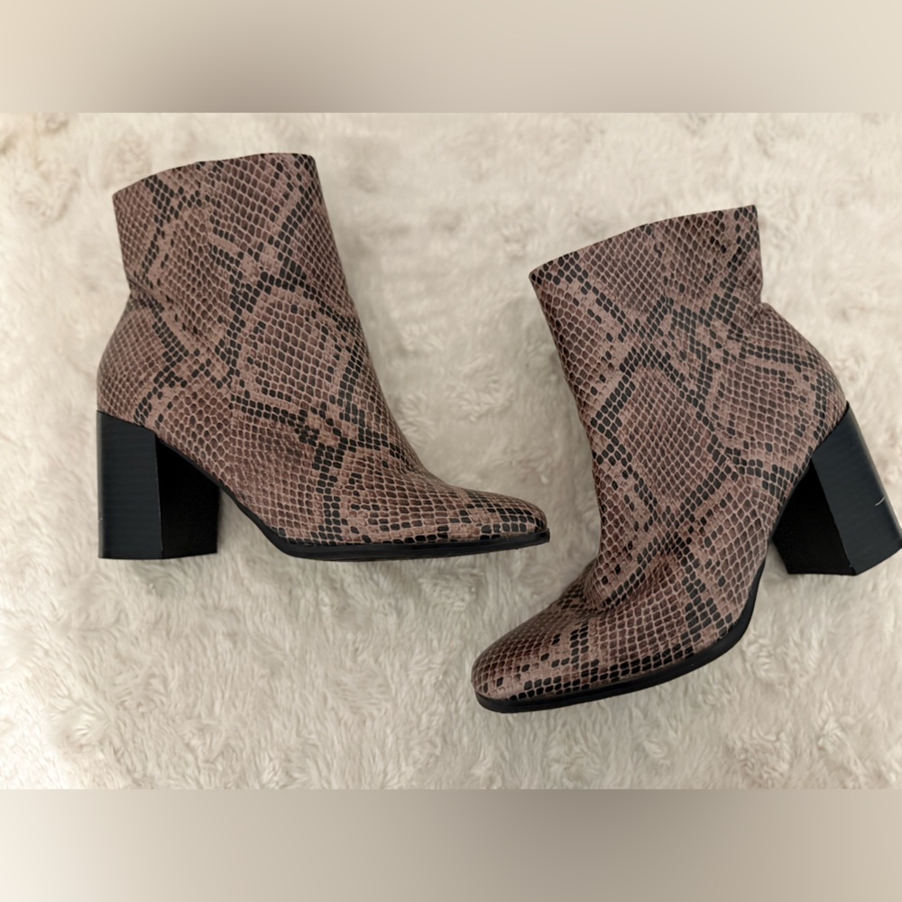 Brown Snakeskin Ankle Boots